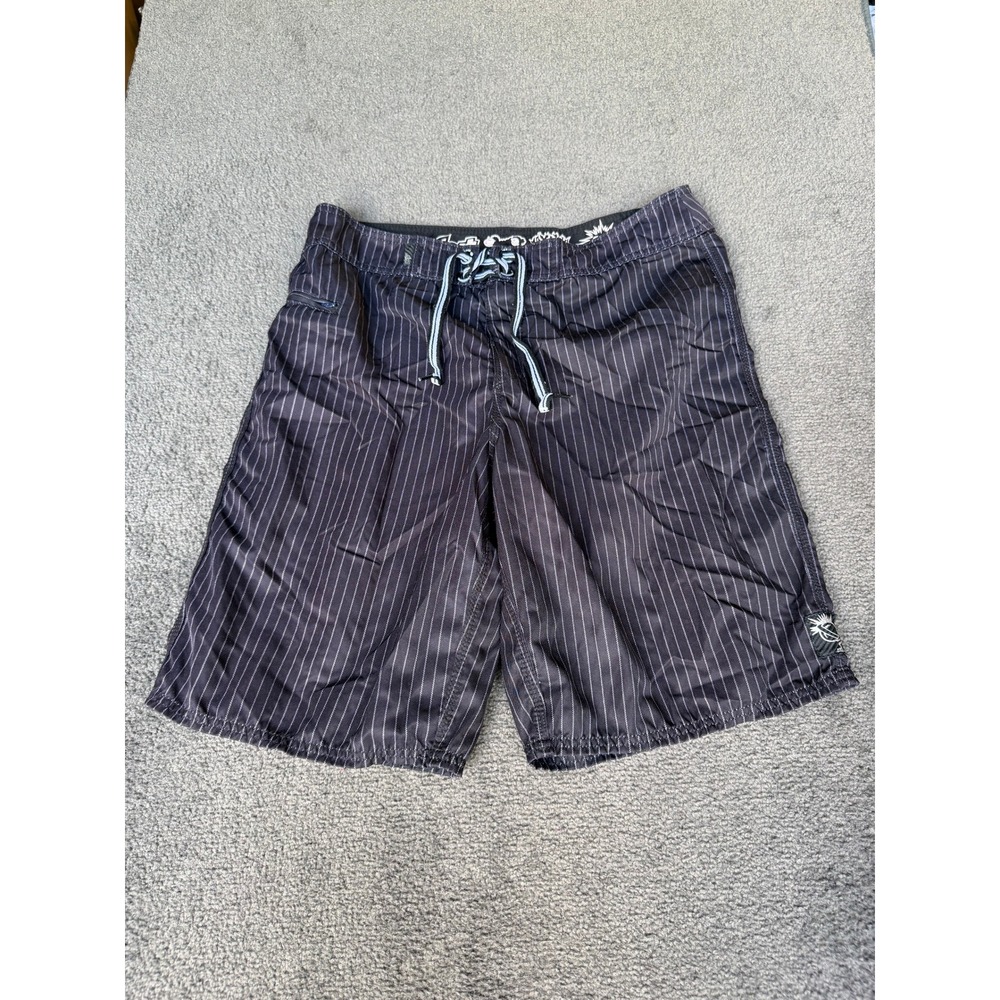 Lost Enterprises Mens Black Pinstripe Board Shorts Size 34 Surf Skate Trunks